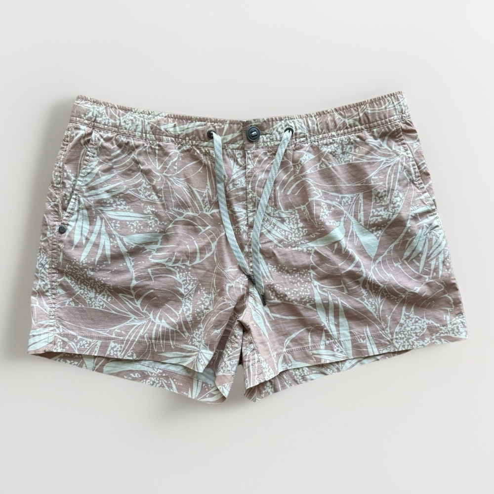 Vuori Ripstop Shorts Women's XL Palm Tree Organic‎ Cotton Hiking Drawstring Gorp
